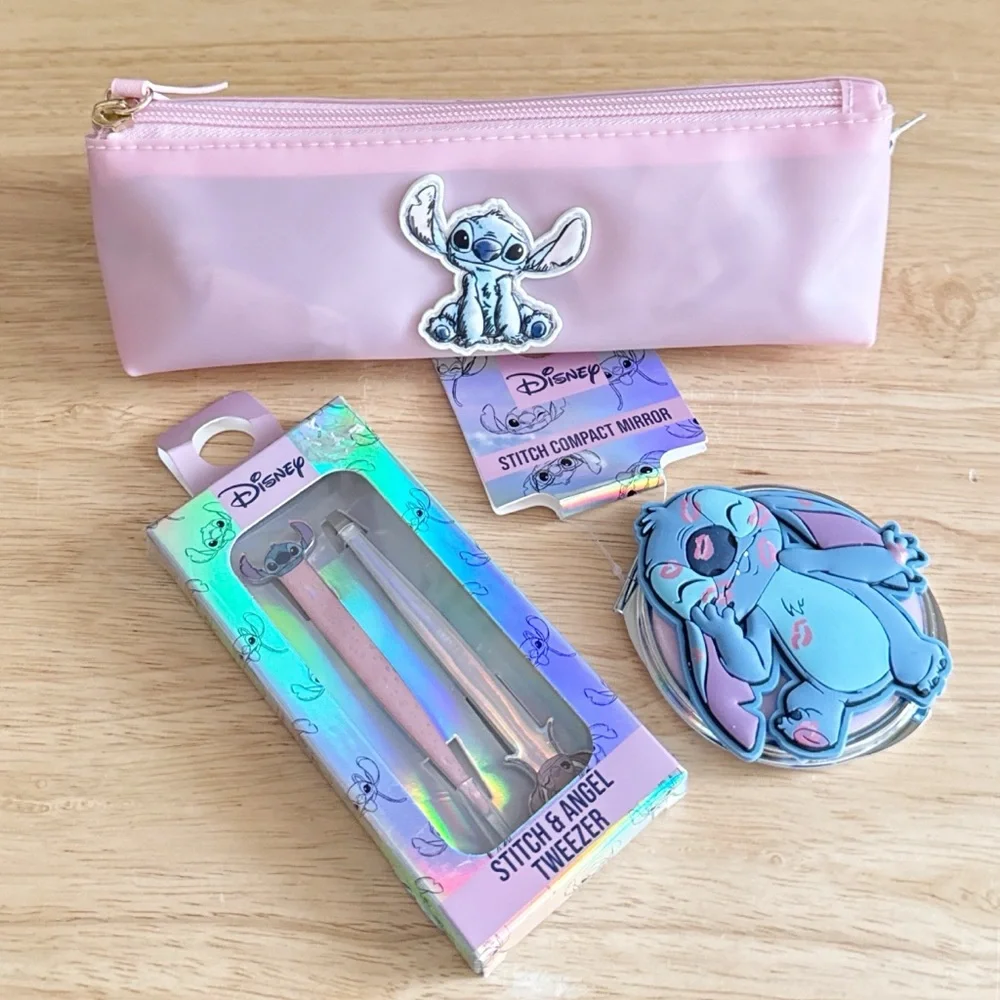 Stitch Bundle Cosmetic Bag Compact Mirror Stitch Angel Tweezers Beauty Kawaii